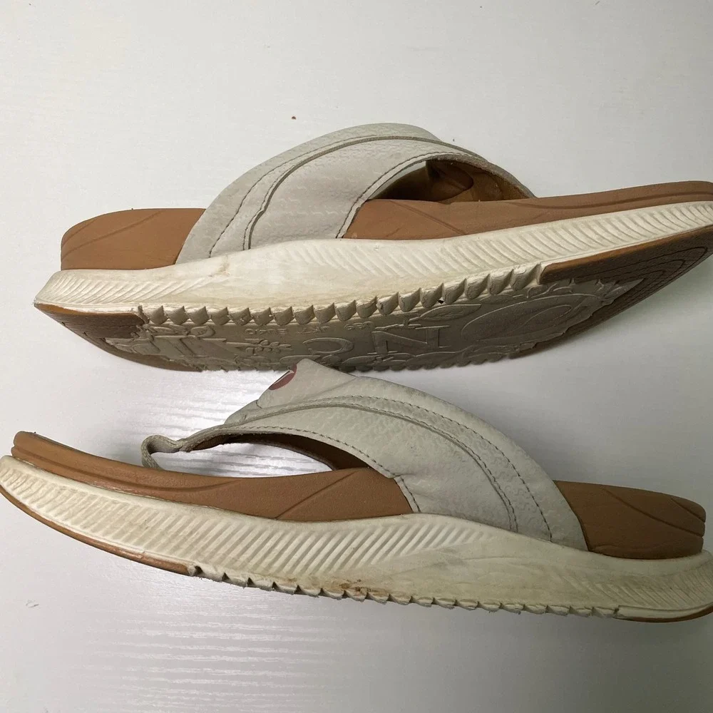 ONCAI Womens Orthotic Flip Flops Thong Platform Sandals Size 9 Tan/White